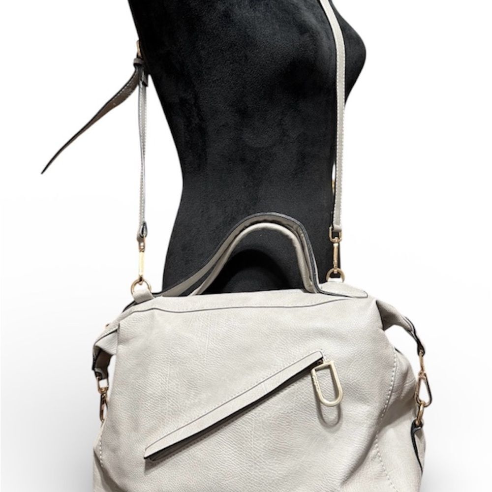 Urban Originals Vegan Leather Satchel Crossbody Light Gray - Picture 5 of 11